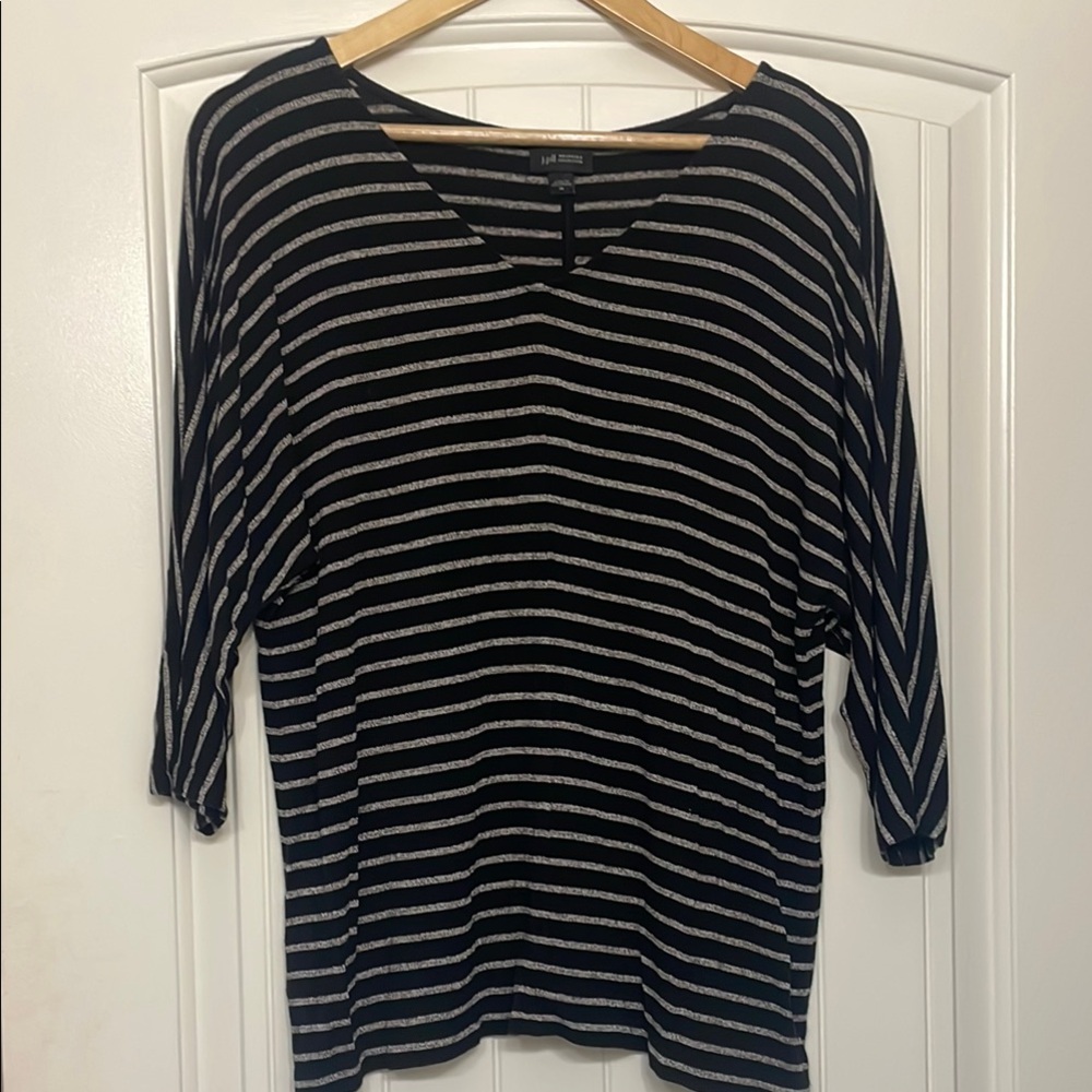 J. Jill Black and Cream Relaxed Blouse